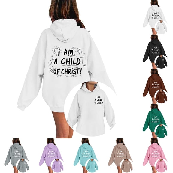 VeFlora Christian Jesus Hoodies for Girl, Long Sleeve Sweatshirt, Oversized Preppy Bible Verse Faith Graphic Sweatshirts(White/1-2 Years)