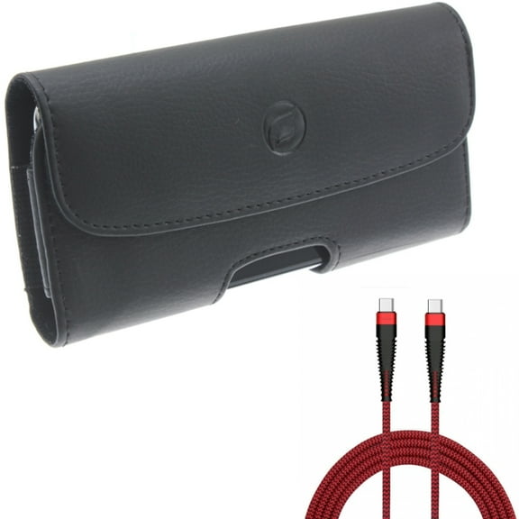 Case Belt Clip w 10ft PD Cable for Samsung Galaxy S21,S20 - Leather Holster Cover, Type-C to USB-C Charger Cord Power