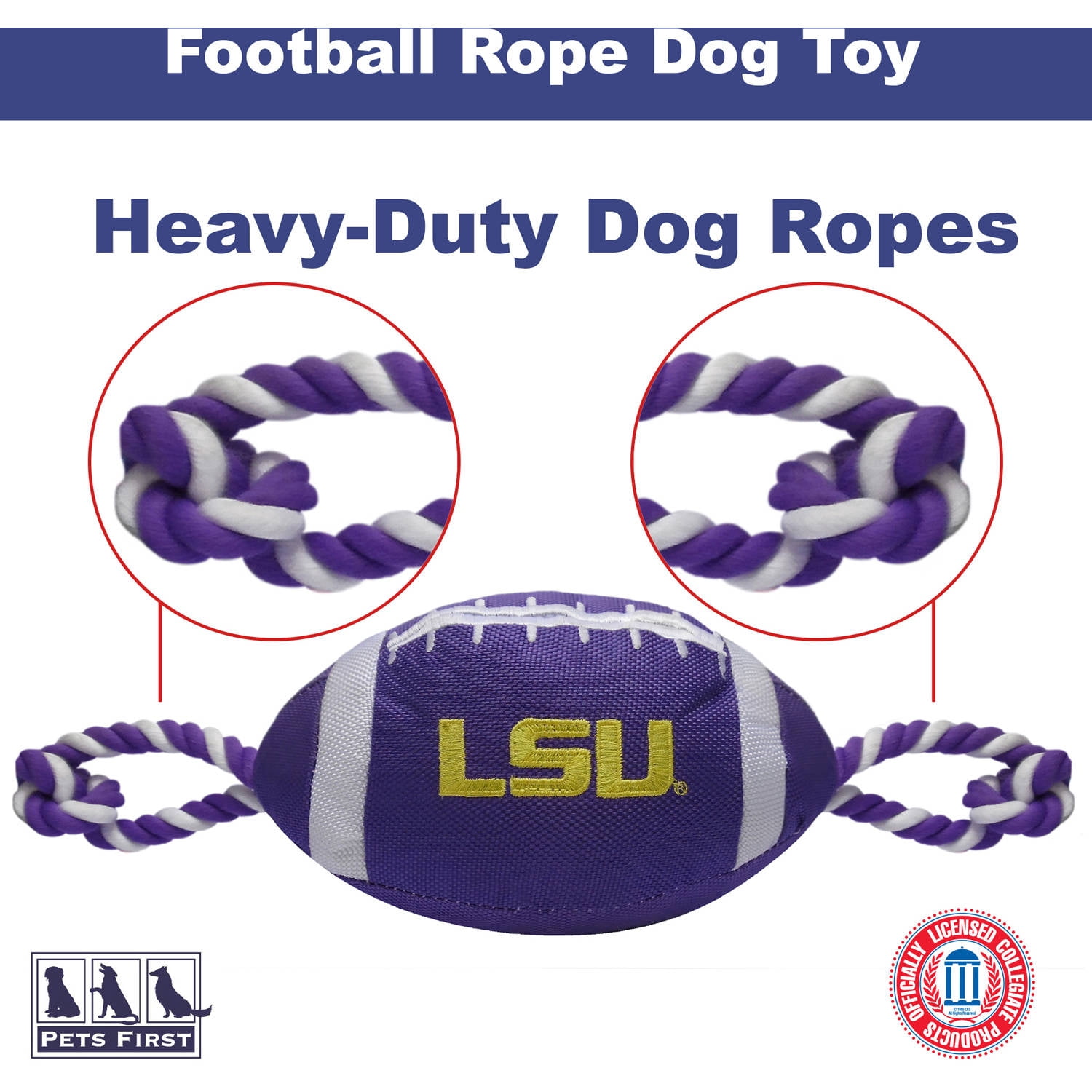 Pets First Collegiate Louisiana State Nylon Football-Licensed