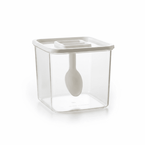 ProFinds Square Plastic Dry Food Storage Container Clear Body with White Spoon Lid 26 oz 1 Unit