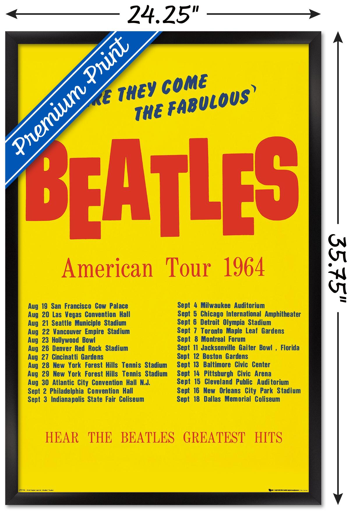 The Beatles - American Tour 1964 Wall Poster, 22.375" x 34", Framed