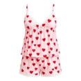thumbnail image 4 of MEZZALL Women Pajama Sets Heart Printed V-Neck Bow Lace Camisole Shorts Sleepwear 2 Piece Classic Homewear, 4 of 4