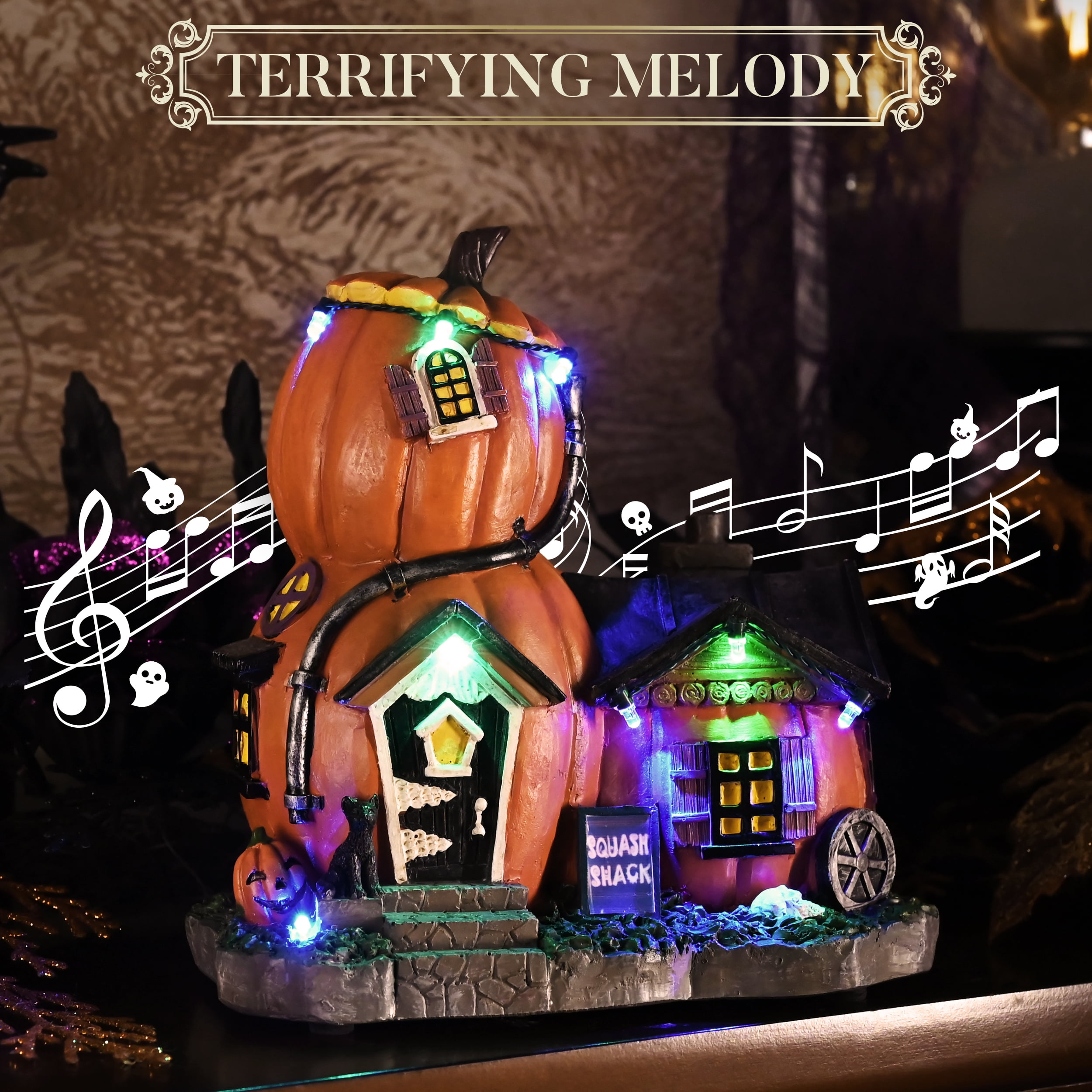 【HALLOWEEN　Party♪】✦BLACKハウス✦家具＆小物など全て付き♡ Valery Madelyn 7.13 inches Halloween Village Halloween Haunted