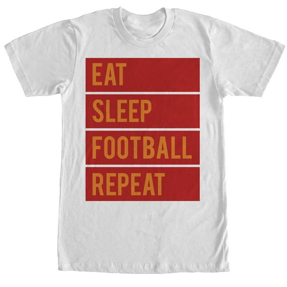 Men's CHIN UP Eat Sleep Football Repeat  Graphic Tee White Medium