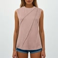 thumbnail image 2 of MIXUE Womens Summer Tops Solid Color Round Neck Sleeveless Vest Loose T Shirts Daily-Wear,Pink,M, 2 of 5