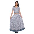 thumbnail image 2 of Moomaya Printed Cold Shoulder Cotton Crop Top Skirt Set Party Wear Ethnic Set, 2 of 6