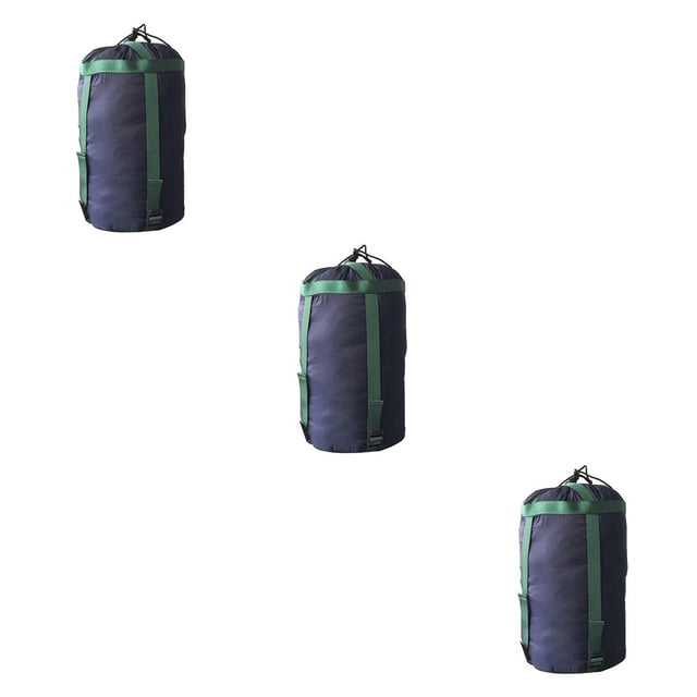 Eigraketly Bolsa de compresión Hebilla ajustable Saco de cosas Gel de sílice recubierto de nylon Textura interna para acampar al aire libre Azul Azul oscuro 3piezas Eigraketly CBP235280