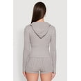 thumbnail image 5 of Womens Cable Knit V Neck Hooded Sweater, 5 of 5