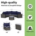 thumbnail image 7 of 7 Pieces Half-Moon Outdoor Patio Furniture Set, Rattan Patio Conversation Set with Coffee Table & 2 Sofa Side Table for Backyard, Blue, 7 of 7
