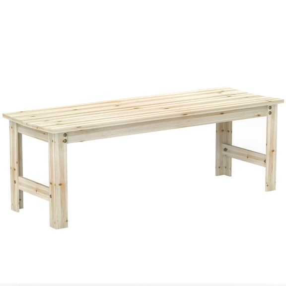 2-Person Outdoor Wood Bench, Patio Garden Bench with Slatted Seat, Backless Deck Bench for Porch, Yard, Poolside, Park