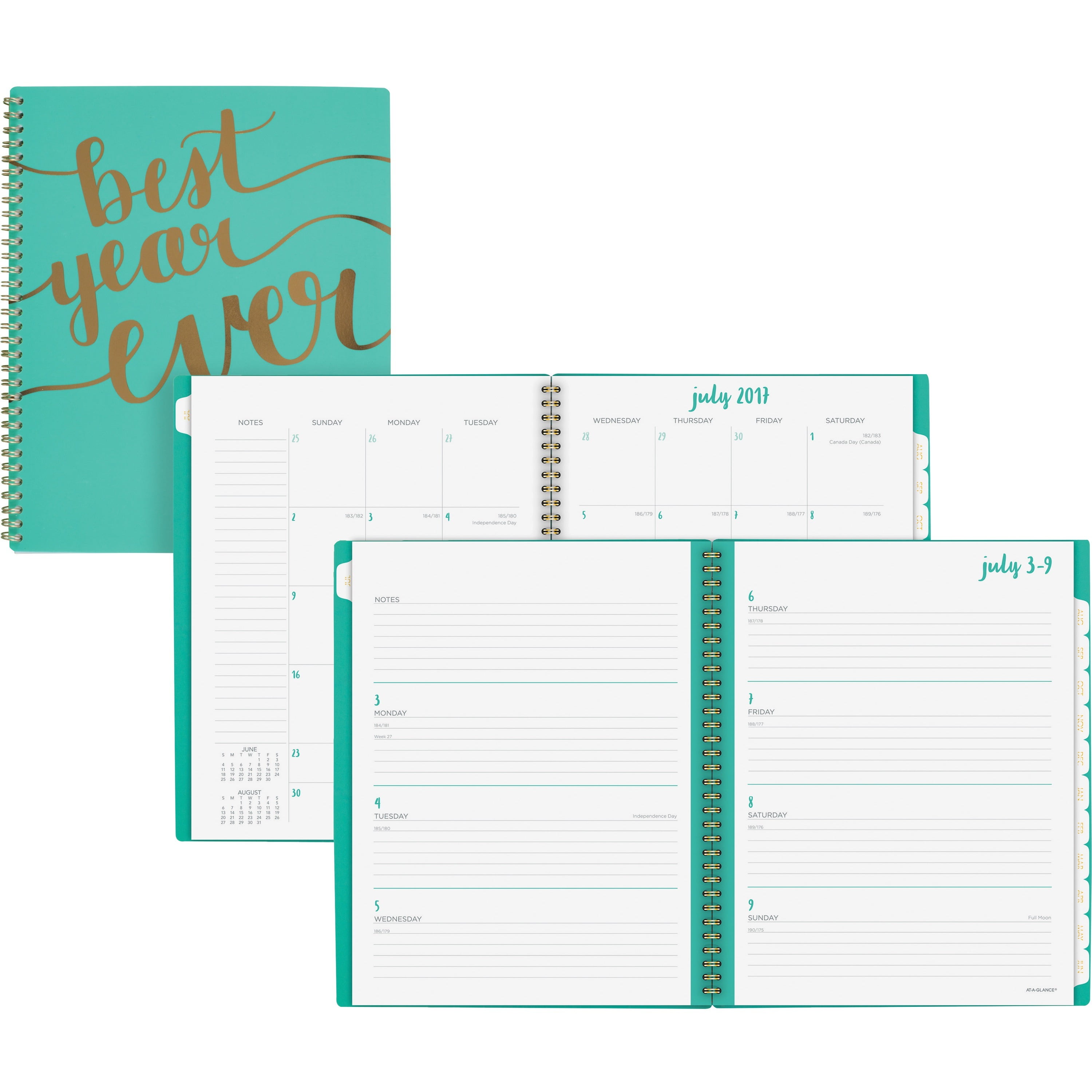 8-1//2 x 11 AT-A-GLANCE Academic Weekly // Monthly Planner Aspire July 2017 June 2018 Mint 1022-905A-42