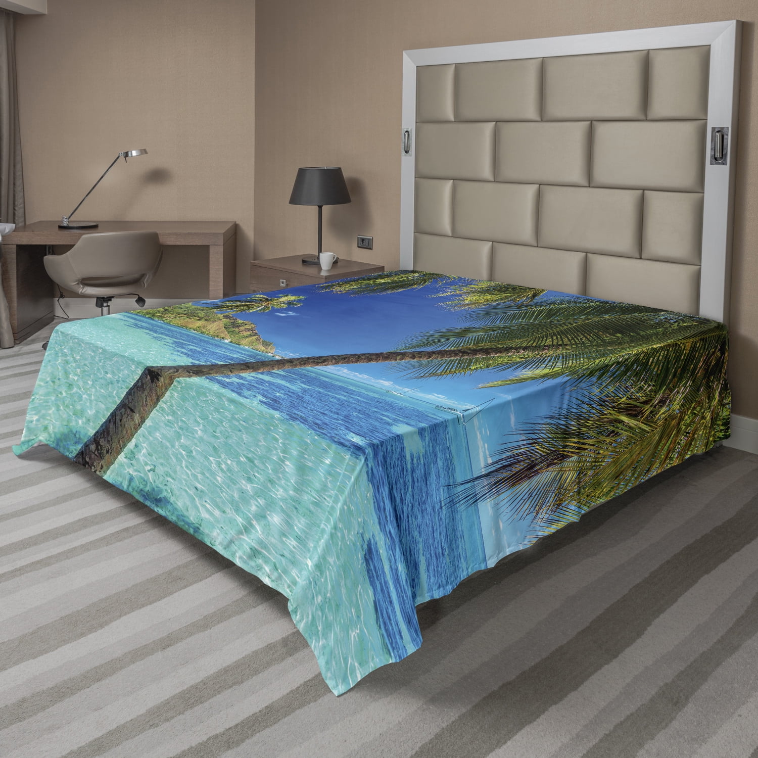 Ambesonne Beach Theme Flat Sheet Top Sheet Decorative Bedding 6 Sizes 