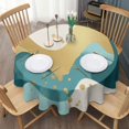 thumbnail image 3 of Gold Teal Blue Marble Round Tablecloth 60"x60",Wrinkle Wipeable Table Cloth for Kitchen Dining Room Picnic Patio Party, 3 of 6