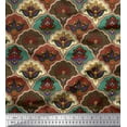 thumbnail image 1 of Soimoi Rayon Fabric Artistic Floral & Scale Geometric Printed Fabric 1 Yard 42 Inch Wide, 1 of 1