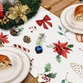 thumbnail image 5 of Christmas Red Flowers Pine Branch Table Runner, 13x72 Inch Seasonal Poinsettia Snowballs Socks Xmas Holiday Table Runner for Party Home Kitchen Décor, 5 of 5