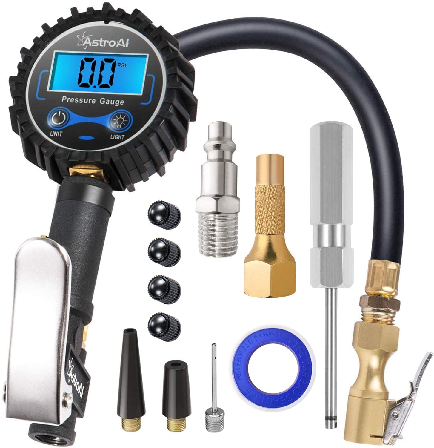Air Tire Inflator With Pressure Gauge Dual Chuck Air Compressor Tools 