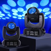 U`KING 2Pack Moving Head DJ Lights - 18-Facet Prism 8 Gobos 8 Colors with DMX Sound Activated for Wedding Party Church Live Band Bar Show