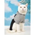 thumbnail image 4 of 1pc Black And White Striped Pet Overalls Jumpsuit With Cap, Suitable For Small Dog And Cat, 4 of 5