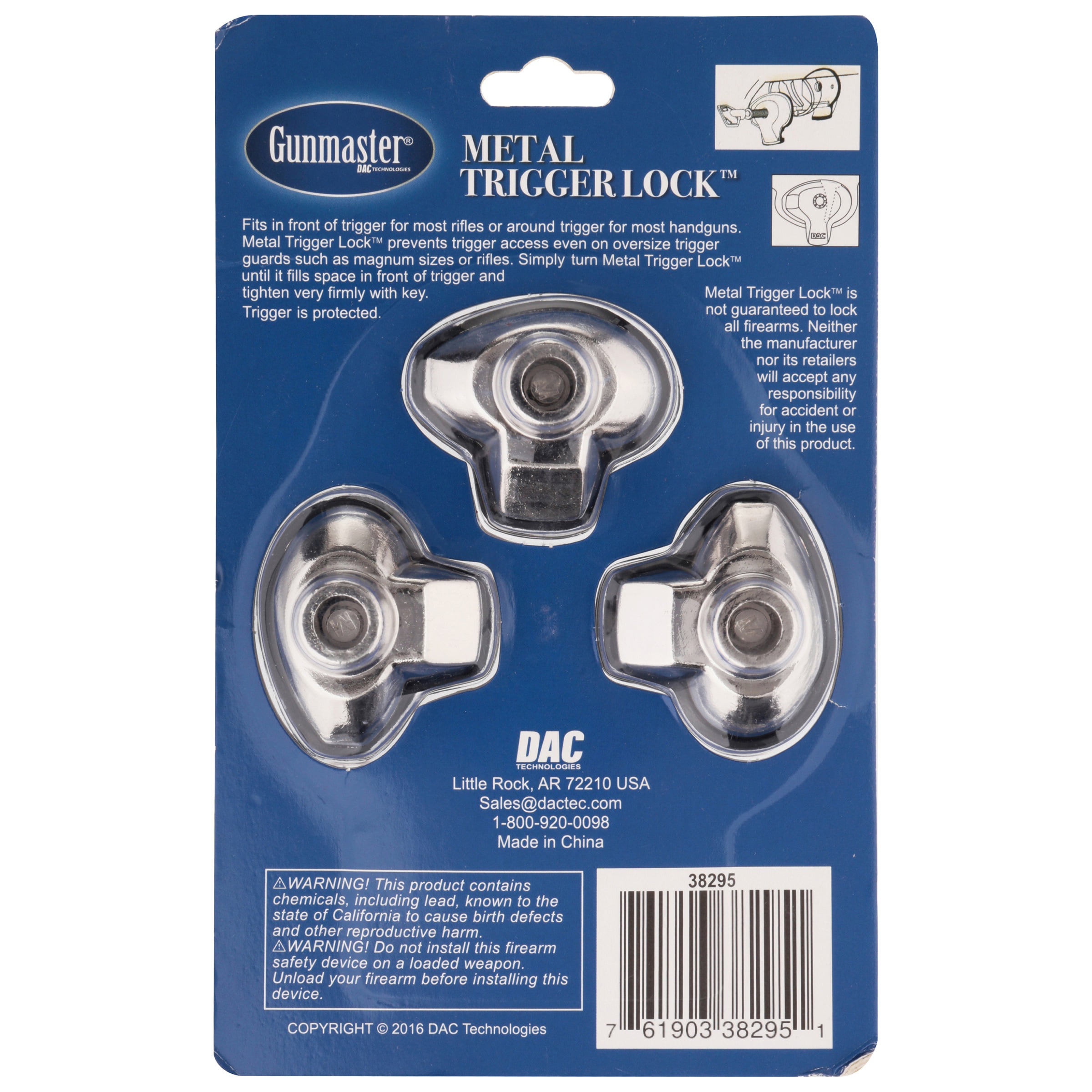 Gunmaster DAC Technologies Metal Trigger Lock 3pk 38295 for sale online 