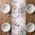 thumbnail image 4 of Table Runner 120 Inches Long for Kitchen Dining, Watercolor Flowers Dresser Scarf Farmhouse, Dining Table Decorations for Wedding/Parties, Spring Hummingbird Butterflly Floral 13 x 120 In, 4 of 8