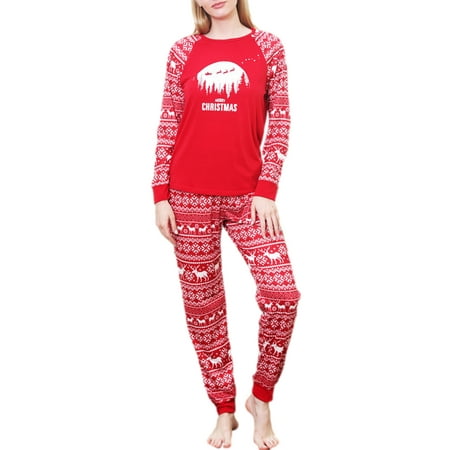 

Canrulo Matching Family Christmas Pajamas Long Sleeve Snowflake Deer Print Raglan Tops + Pants Set