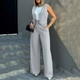thumbnail image 2 of BYHONG Womens Elegant Solid Color Suit Vest Tank Cardigan Pockets Tops Wide Leg Pants Suit Womens Pant Suits Grey XL, 2 of 9