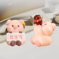 thumbnail image 4 of 2 piezas de estatua de animal, adorno adorable, escultura para salpicadero de coche, accesorios para estantería, armario, dormitorio, mesa, decoración Cerdito, 4 of 8