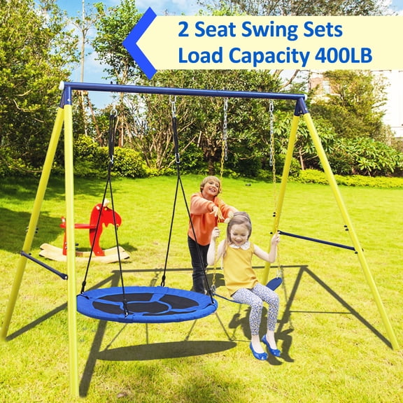 DUOSONG Indoor/Outdoor Metal Swing Set With Safety Belt For Backyard Multicolor Steel Toys Swing Sets