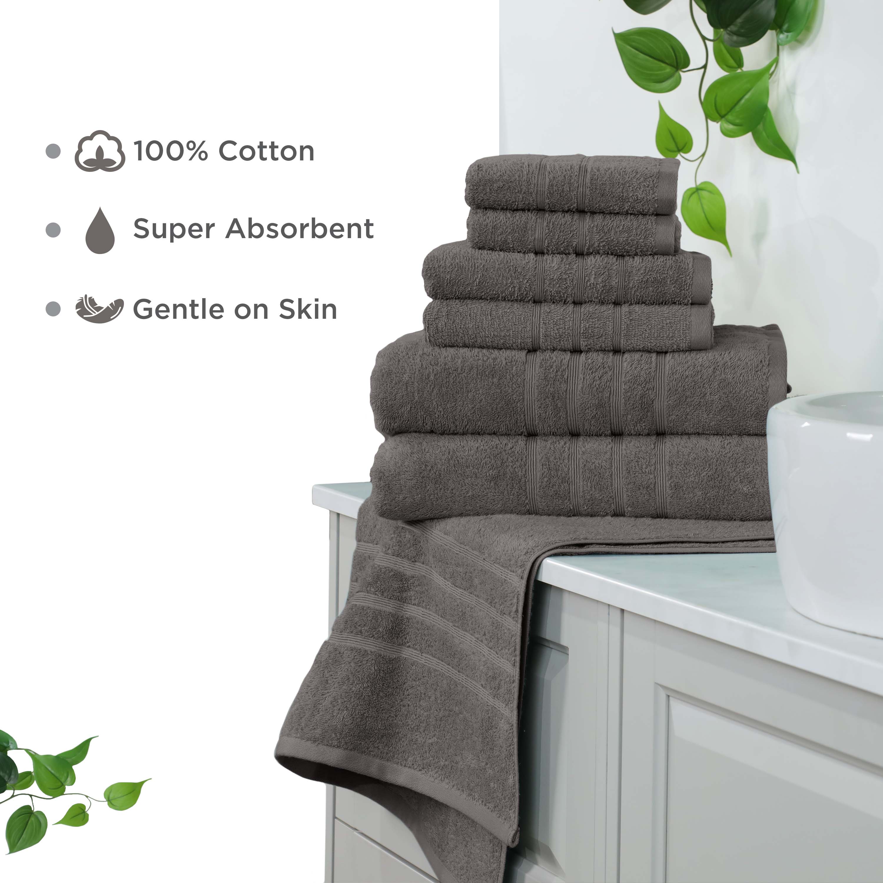Martex 6-Piece Towel Set | 100% Cotton Soft & Absorbent Bath Towels | Eiffel Tower