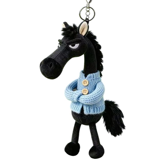 1pc Year of The Horse Mascot, New Year Good Luck Gift 2026, Horse Guardians, Horse Keychain Symbolizing Strength, Courage, Balance, Moving Forward, 20 Dollar Gift Exchange Ideas (Black-A)