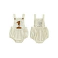 thumbnail image 2 of Michellecmm Baby Birthday Overalls Romper 6M 12M 18M Number and Letter Print Adorable Elastic Band Jumpsuits for Boys Girls Summer Clothes, 2 of 9