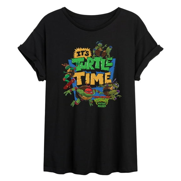 Teenage Mutant Ninja Turtles Mutant Mayhem  - Its Turtle Time   - Juniors Ideal Flowy Muscle T-Shirt