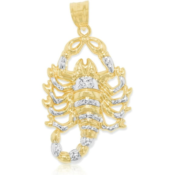 Floreo 10k Yellow Gold Scorpion Two-Tone Religious Pendant Medium