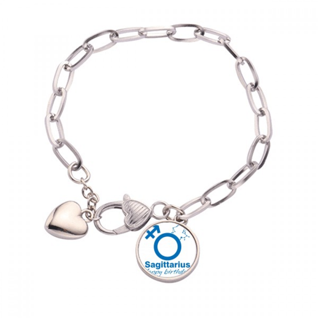 Cumpleaños de Sagitario. Pulsera de cadena de corazón joyería encanto moda