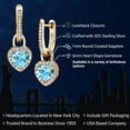 thumbnail image 2 of Gem Stone King 18K Yellow Gold Plated Silver Swiss Blue Topaz and White Created Sapphire Dangle Earrings for Women (2.40 Cttw, Gemstone November Birthstone, Heart Shape 6MM), 2 of 5