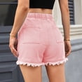 thumbnail image 5 of Bloomae Denim Shorts for Women Casual Drawstring Stretchy Elastic High Waist Comfy Short Jeans Lightweight Frayed Hem Summer Hot Pants with Pockets Pink S, 5 of 6