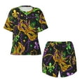 thumbnail image 4 of Lsque Mardi Gras Surface Women's Short-Sleeved Pajama Set - 2 Piece Soft and Lightweight Sleepwear Set-XX-Large, 4 of 9