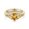 thumbnail image 2 of Gem Stone King 0.55 Ct Oval Yellow Sapphire 18K Yellow Gold Plated Silver Ring, 2 of 3