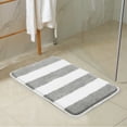 thumbnail image 2 of PiccoCasa Microfiber Striped Bathroom Rugs Non Slip Gray&White 17"x24", 2 of 7