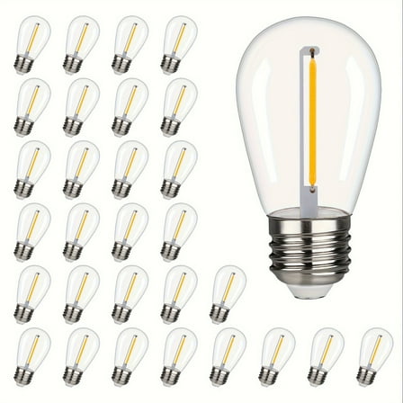 Austin Coast 30 Pack Shatterproof S14 Replacement LED Light Bulbs, 1W Equivalent To 10W, White Warm 2200K String Lights Vintage LED Plastic Bulb, E26 Base Edison LED Bulbs