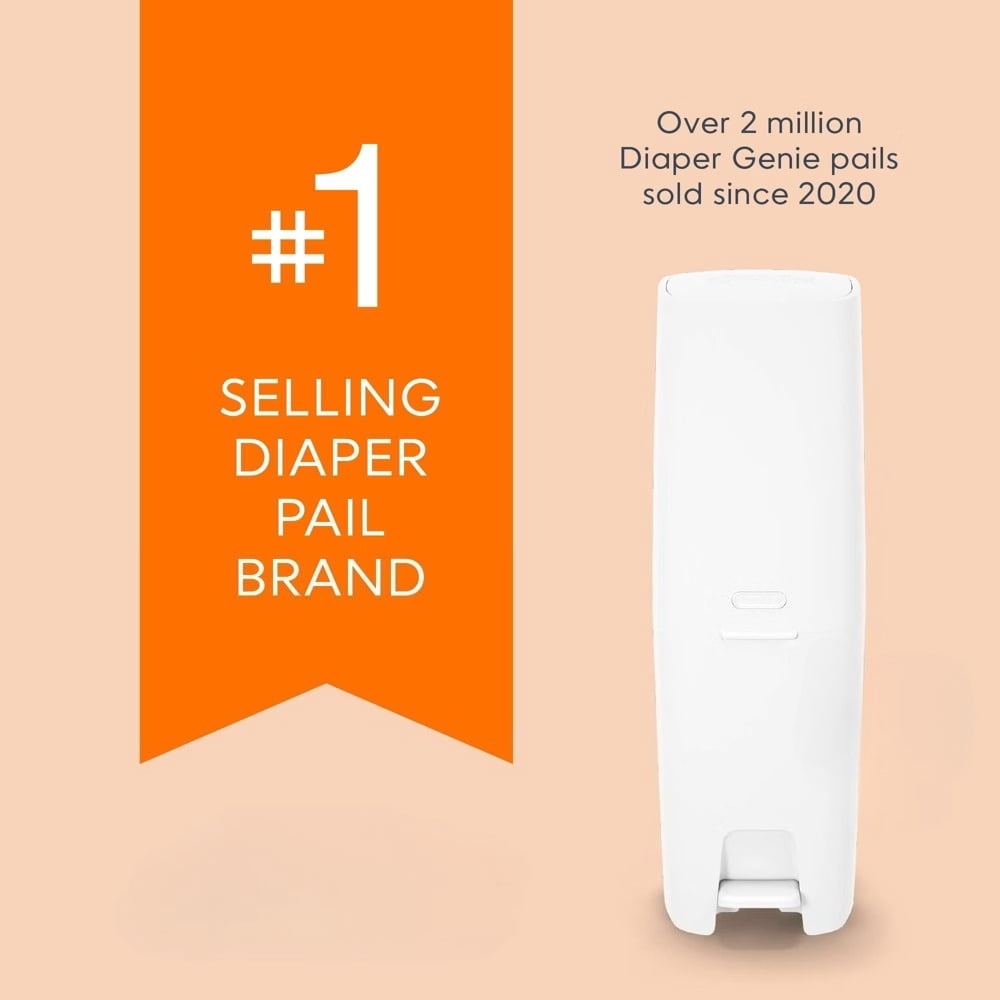 Diaper Pail with Starter Refill, Holds 45 Diapers, Foot Pedal, Odor Control