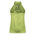 thumbnail image 4 of Womens Elegant Twist Front Halter Sleeveless Satin Blouse Keyhole Back Tank Top, 2025 Clearance, 4 of 6