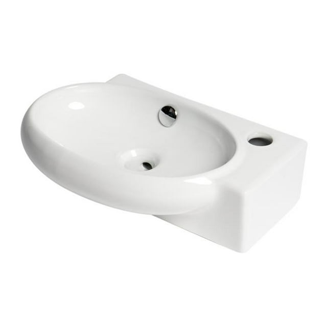 Alfi Brand ABC117 17 in. Small Wall Mounted Ceramic Sink with Faucet Hole, White