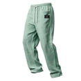 thumbnail image 2 of Mifsaly Mens Cotton Linen Pants Drawstring Elastic Waist Beach Pant Lightweight Breathable Loose Casual Summer Long Trousers with Pockets Mint Green,M, 2 of 5