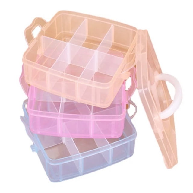 QJUHUNG Casewin 3-Tier Stackable Craft Organizers and Storage Box with 30 Compartments Bead Organizer Plastic Storage Box for Toys Dolls Arts and Craft Tape Rock Collection Ribbons