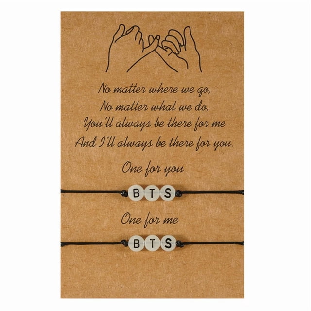 (Bulletproof Youth League) Friendship Letter Bracelet Acrylic Best Friend Luminous Weave Bracelet for Women Men Card Jewelry