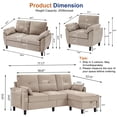 thumbnail image 5 of Pingliang Home Living Room Furniture Set, Sectional Sofa Couch with Storage Ottoman and Accent Chair and Loveseat, Modern L Shaped 6 Seater Couch Sofa Set,for Living Room,Apartment,Studio,Office, 5 of 6