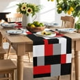 thumbnail image 3 of Red Black Color Block Table Runner, Geometric Square Abstract Art Kitchen Table Runners Dress Scarves for Table Decorations Party/Restaurant/Indoor Outdoor Use, 13x120in, 3 of 9