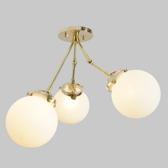 Mid Century Style Three Globe Light Brass Ceiling Flush Mount Sputnik Chandelier Pendant Light Fixture