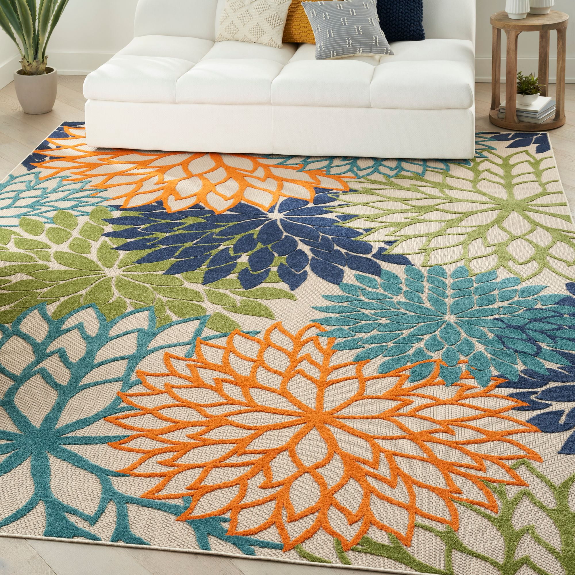 Nourison Aloha Floral 9' x 12' Multicolor Tropical Indoor/Outdoor Area Rug